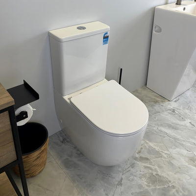 MERCIO CERA RIMLESS BACK TO WALL TOILET SUITE HIGH GLOSS WHITE