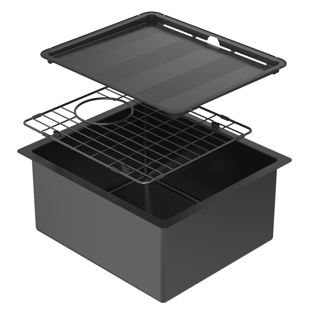 SCHOCK PIAZZA SINGLE BOWL KITCHEN SINK BLACK PEARL 390MM