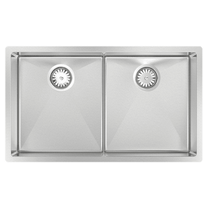 SCHOCK PIAZZA DOUBLE BOWL KITCHEN SINK STAINLESS STEEL 758MM