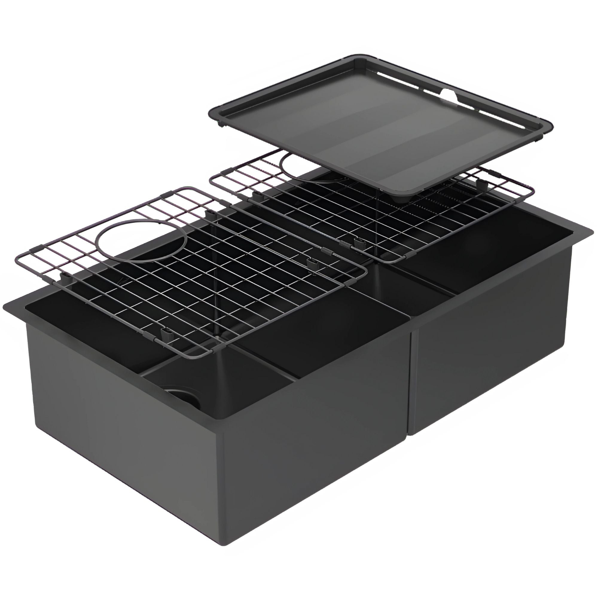 ABEY PIAZZA DOUBLE BOWL KITCHEN SINK BLACK PEARL 758MM