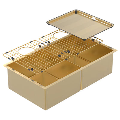 SCHOCK PIAZZA DOUBLE BOWL KITCHEN SINK EUREKA GOLD 758MM