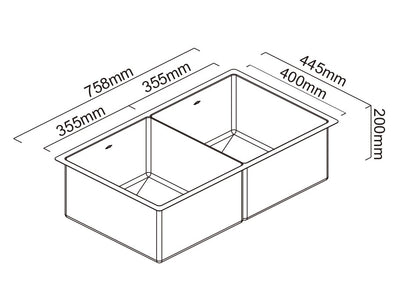 SCHOCK PIAZZA DOUBLE BOWL KITCHEN SINK EUREKA GOLD 758MM