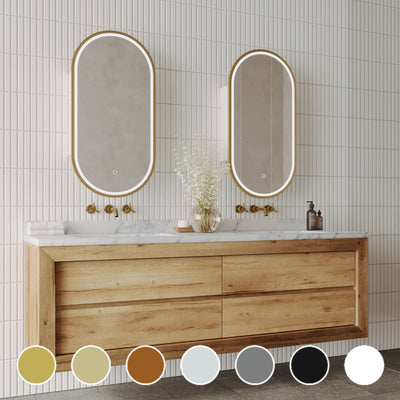 REMER CAPSULE CUSTOM COLOURS FRAMED WHITE LED SHAVING CABINET 454X904MM