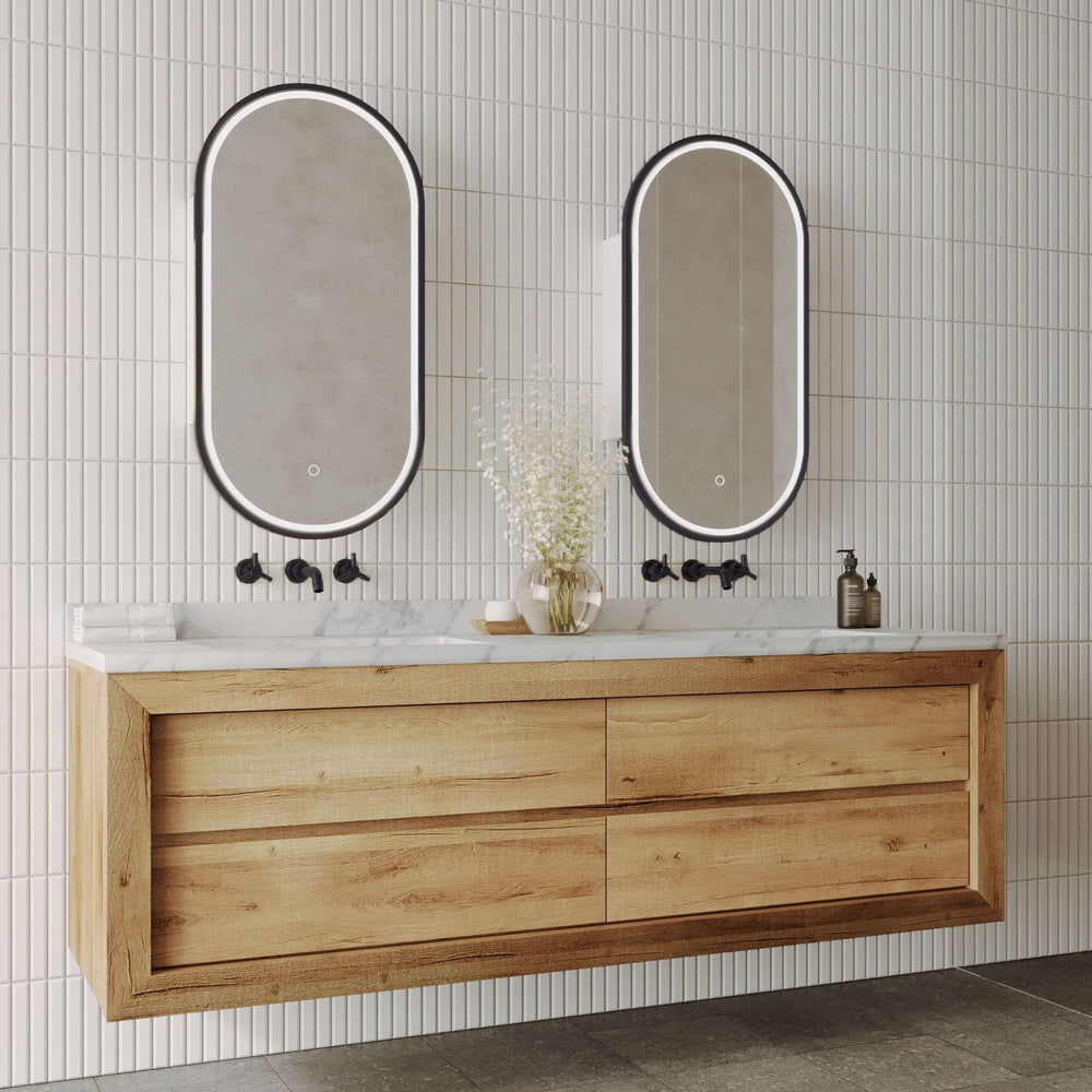 REMER CAPSULE CUSTOM COLOURS FRAMED WHITE LED SHAVING CABINET 454X904MM