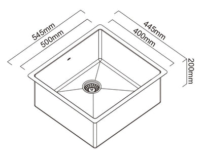 SCHOCK PIAZZA SINGLE BOWL KITCHEN SINK BLACK PEARL 545MM