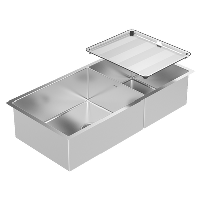 SCHOCK PIAZZA 1 & 3/4 DOUBLE BOWL KITCHEN SINK STAINLESS STEEL 889MM