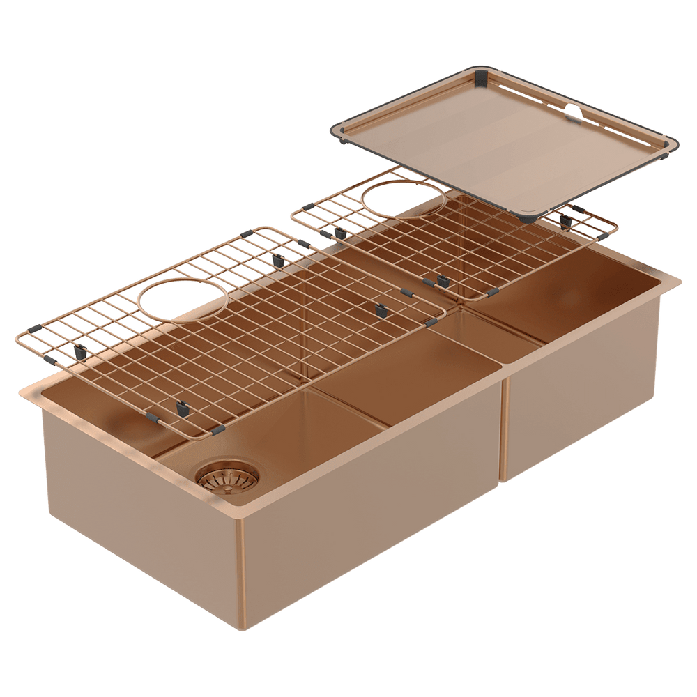 SCHOCK PIAZZA 1 & 3/4 DOUBLE BOWL KITCHEN SINK ARTISAN COPPER 889MM