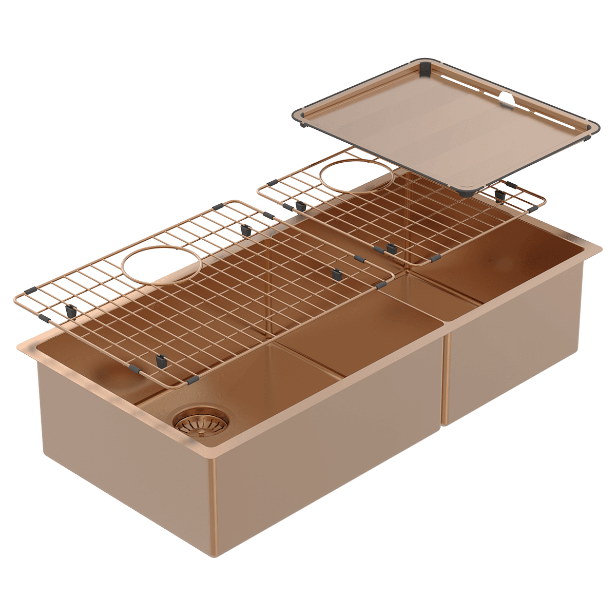 ABEY PIAZZA 1 & 3/4 DOUBLE BOWL KITCHEN SINK ARTISAN COPPER 889MM