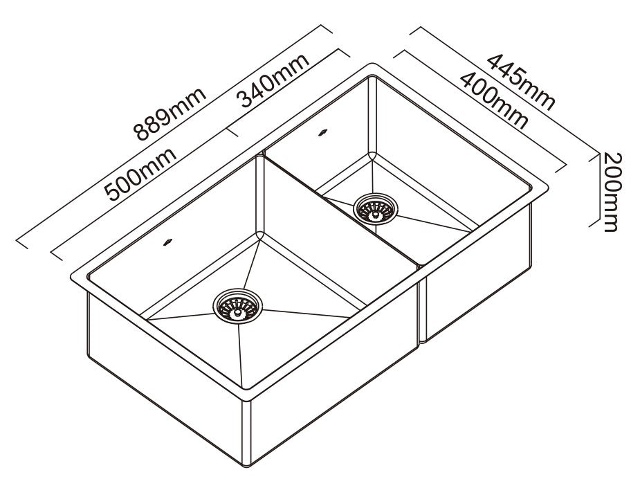 SCHOCK PIAZZA 1 & 3/4 DOUBLE BOWL KITCHEN SINK ARTISAN COPPER 889MM
