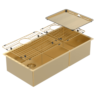 SCHOCK PIAZZA 1 & 3/4 DOUBLE BOWL KITCHEN SINK EUREKA GOLD 889MM