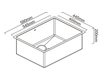 SCHOCK PIAZZA 540 SQUARE BOWL KITCHEN SINK STAINLESS STEEL 590MM