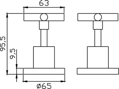HELLYCAR CROSS LEAD FREE WALL TOP ASSEMBLIES BRUSHED GUN METAL