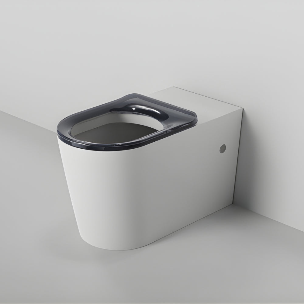 ZUMI CARA CARE WALL FACED FLOOR PAN WITH PNEUMATIC IN WALL CISTERN & PNEUMATIC IN WALL FLUSH PLATE PACKAGE GLOSS WHITE