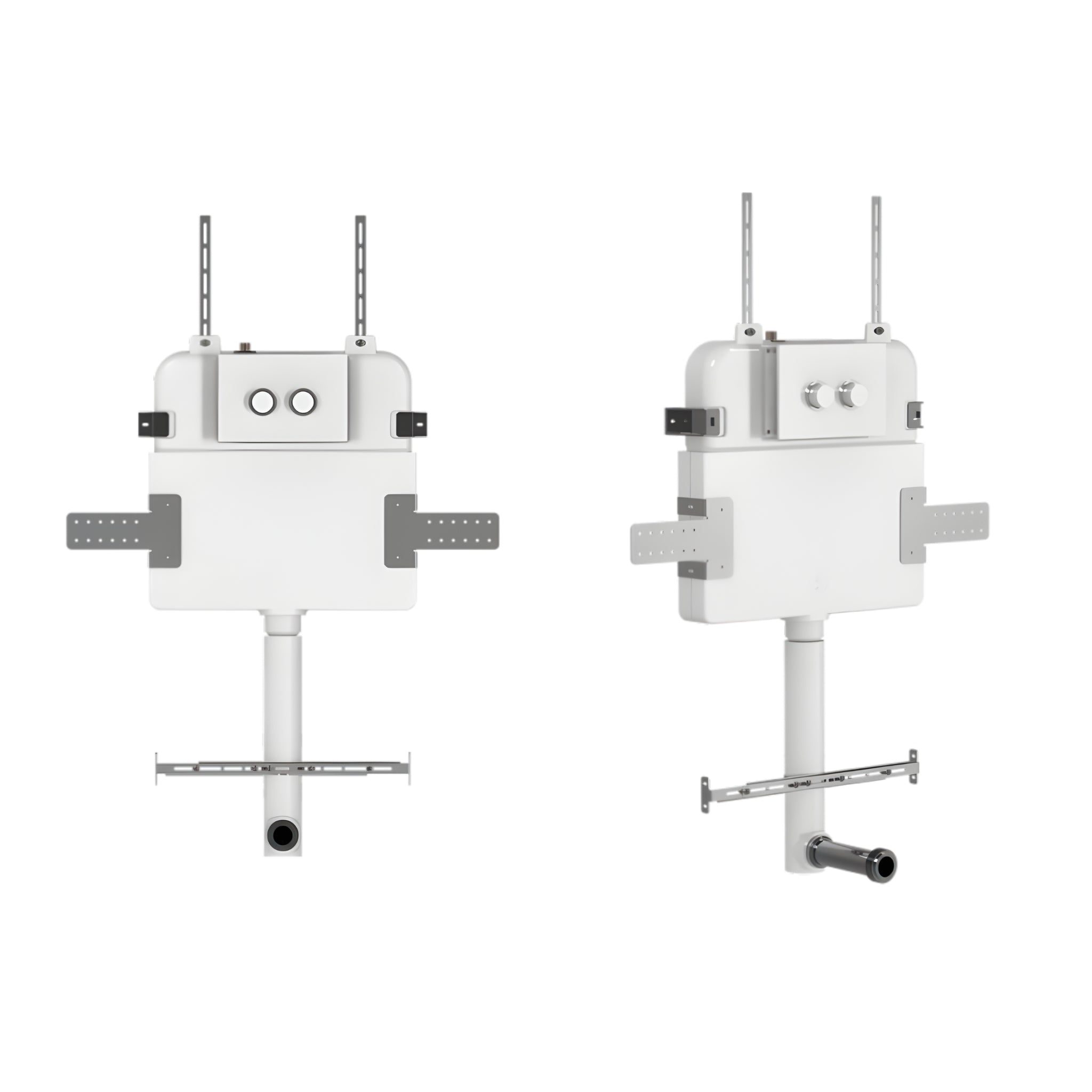 ZUMI CARA CARE WALL FACED FLOOR PAN WITH PNEUMATIC IN WALL CISTERN & PNEUMATIC IN WALL FLUSH PLATE PACKAGE GLOSS WHITE