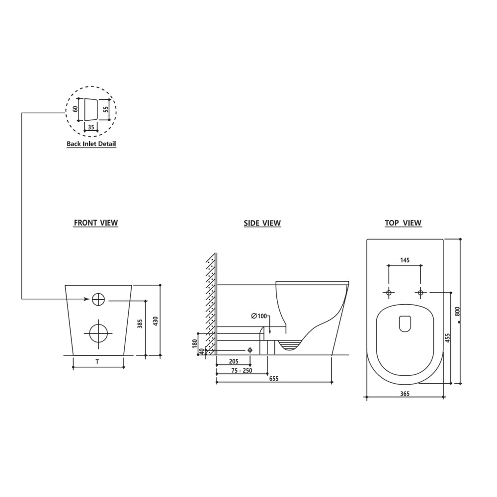 ZUMI CARA CARE WALL FACED FLOOR PAN WITH PNEUMATIC IN WALL CISTERN & PNEUMATIC IN WALL FLUSH PLATE PACKAGE GLOSS WHITE