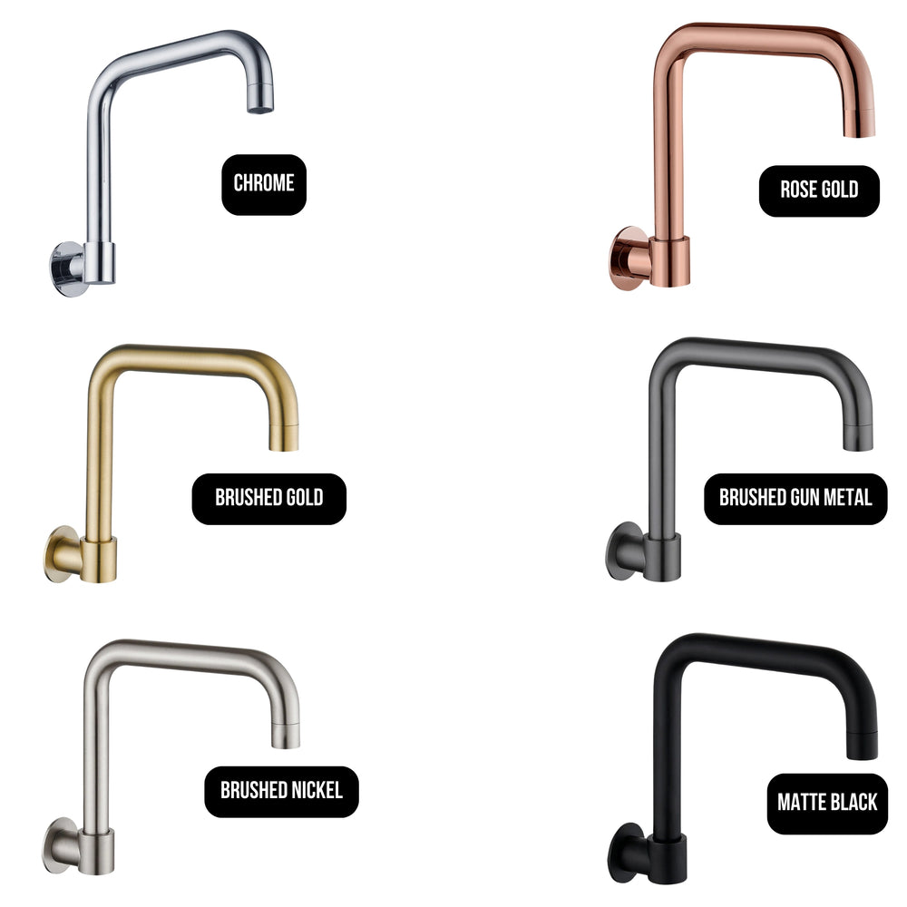 HELLYCAR IDEAL LEAD FREE SWIVEL WALL BASIN / SINK OUTLET 198MM BRUSHED NICKEL