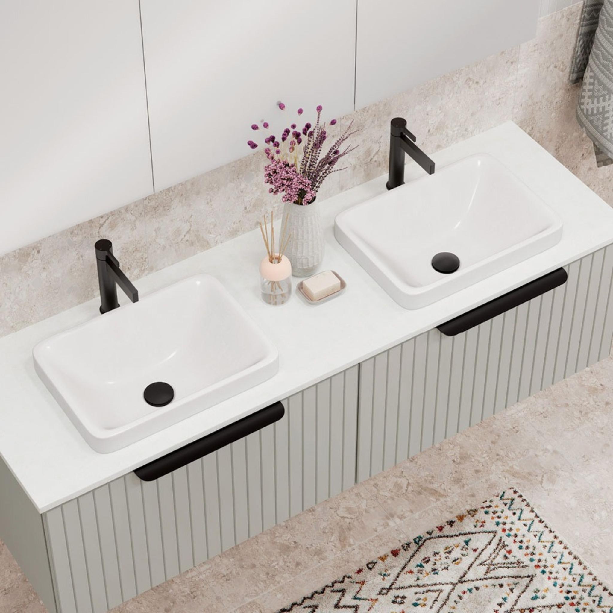 FIENZA KADOS SOLID SURFACE SEMI-INSET BASIN MATTE WHITE 450MM