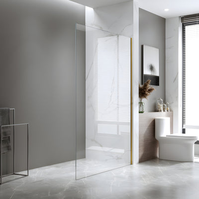 BELLA VISTA FRAMELESS FIXED PANEL SHOWER SCREEN FRENCH GOLD