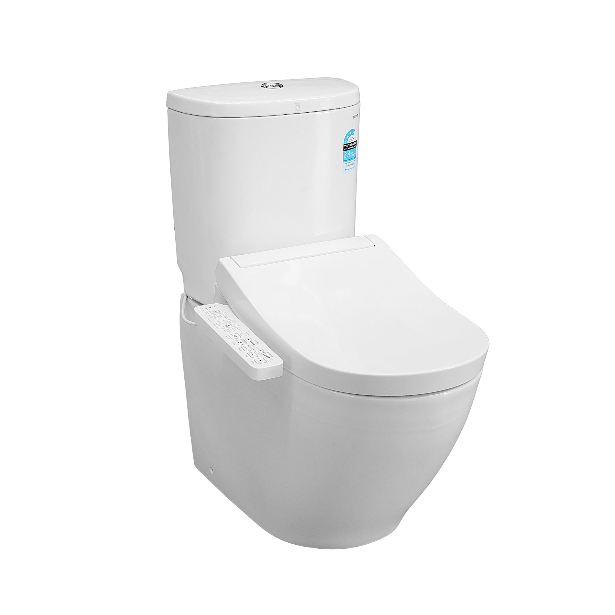 TOTO BASIC+ BTW TOILET AND S2 WASHLET W/ SIDE CONTROL PACKAGE D-SHAPED GLOSS WHITE