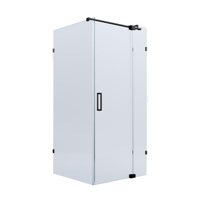 BELLA VISTA KENDRA FRAMELESS OVERLAPPED FRONT AND RETURN PANEL SHOWER SCREEN  BLACK