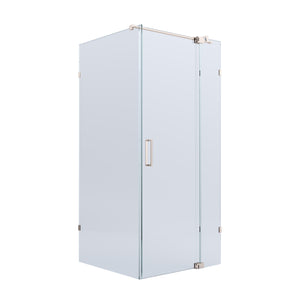 BELLA VISTA KENDRA FRAMELESS OVERLAPPED FRONT AND RETURN PANEL SHOWER SCREEN BRUSHED NICKEL