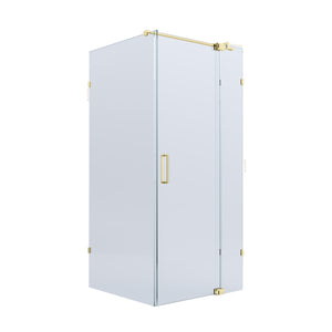 BELLA VISTA KENDRA FRAMELESS OVERLAPPED FRONT AND RETURN PANEL SHOWER SCREEN FRENCH GOLD
