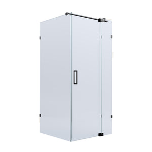 BELLA VISTA KENDRA FRAMELESS OVERLAPPED FRONT AND RETURN PANEL SHOWER SCREEN GUN METAL
