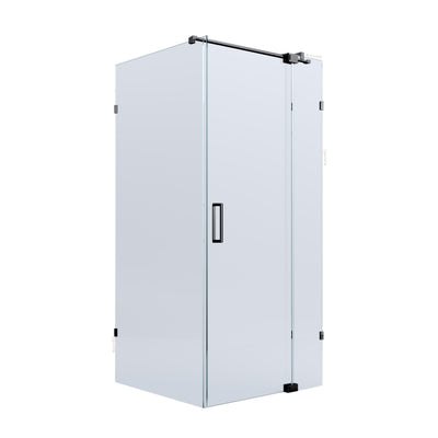 BELLA VISTA KENDRA FRAMELESS OVERLAPPED FRONT AND RETURN PANEL SHOWER SCREEN GUN METAL