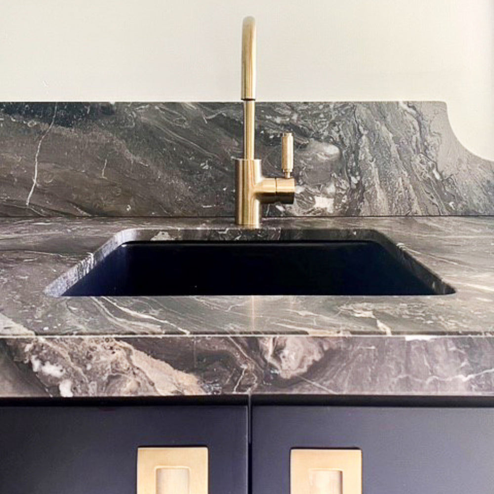 TURNER HASTINGS CUISINE INSET AND UNDERMOUNT FINE FIRECLAY SINK MATTE BLACK 460MM