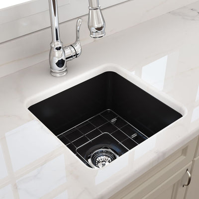 TURNER HASTINGS CUISINE INSET AND UNDERMOUNT FINE FIRECLAY SINK MATTE BLACK 460MM