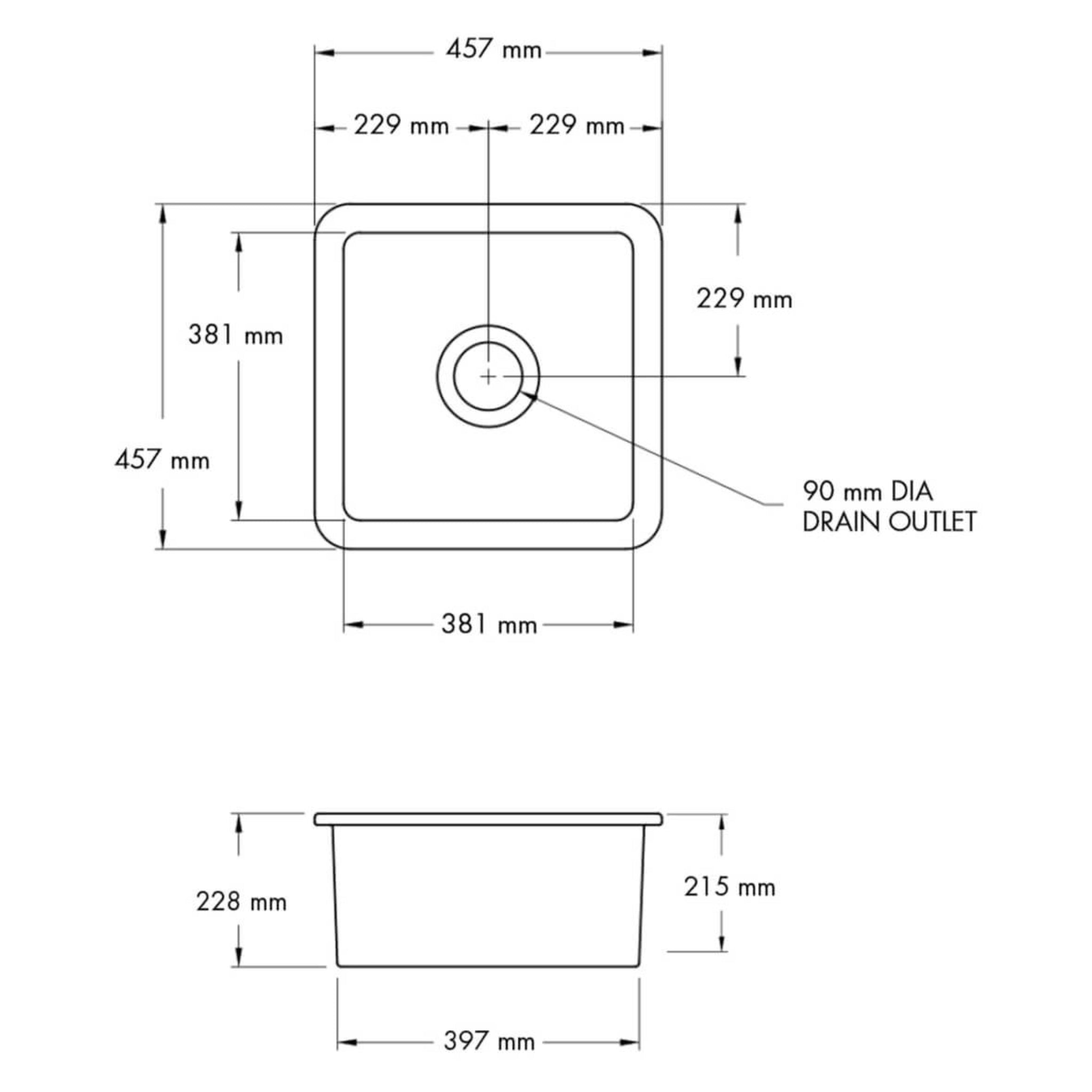 TURNER HASTINGS CUISINE INSET AND UNDERMOUNT FINE FIRECLAY SINK MATTE WHITE 460MM