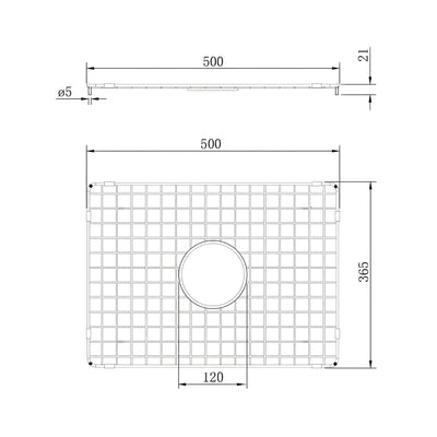 TURNER HASTINGS CUISINE STEEL GRID 500MM BRUSHED BRASS