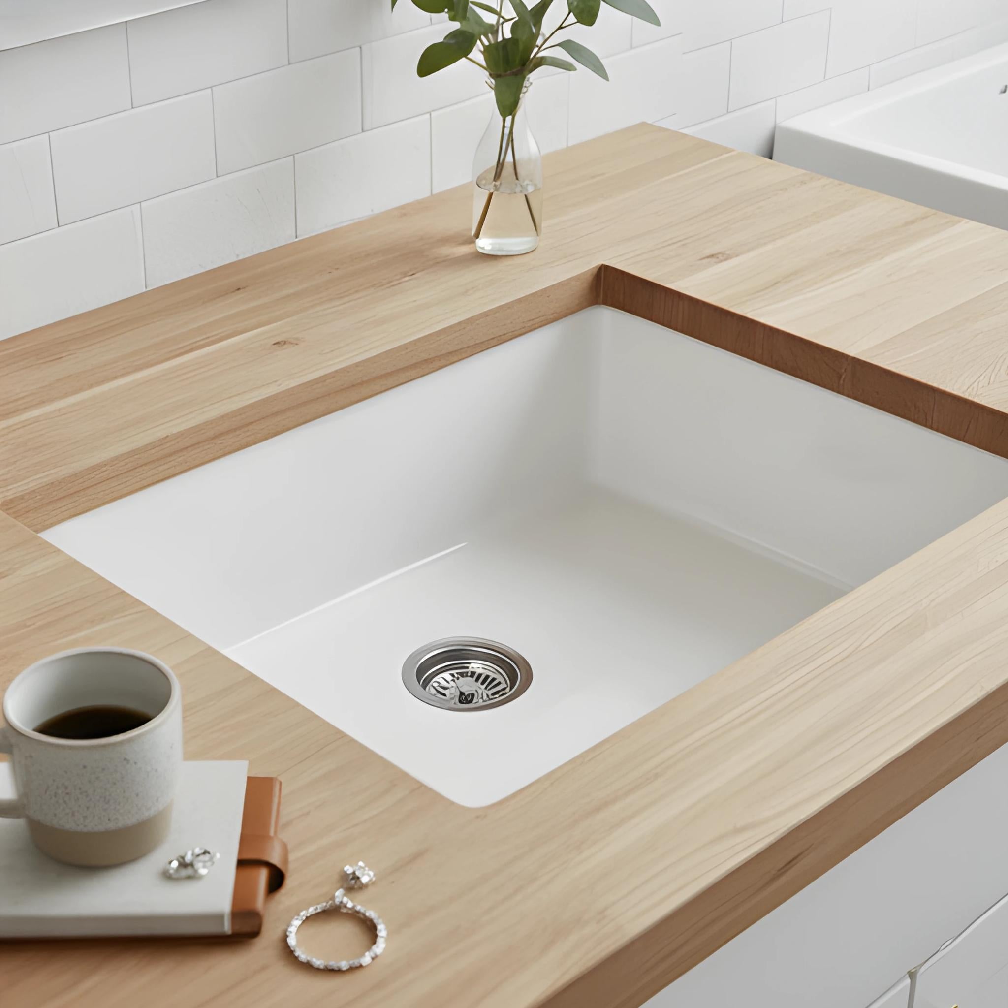 TURNER HASTINGS CUISINE INSET AND UNDERMOUNT FINE FIRECLAY SINGLE BOWL SINK MATTE WHITE 601MM