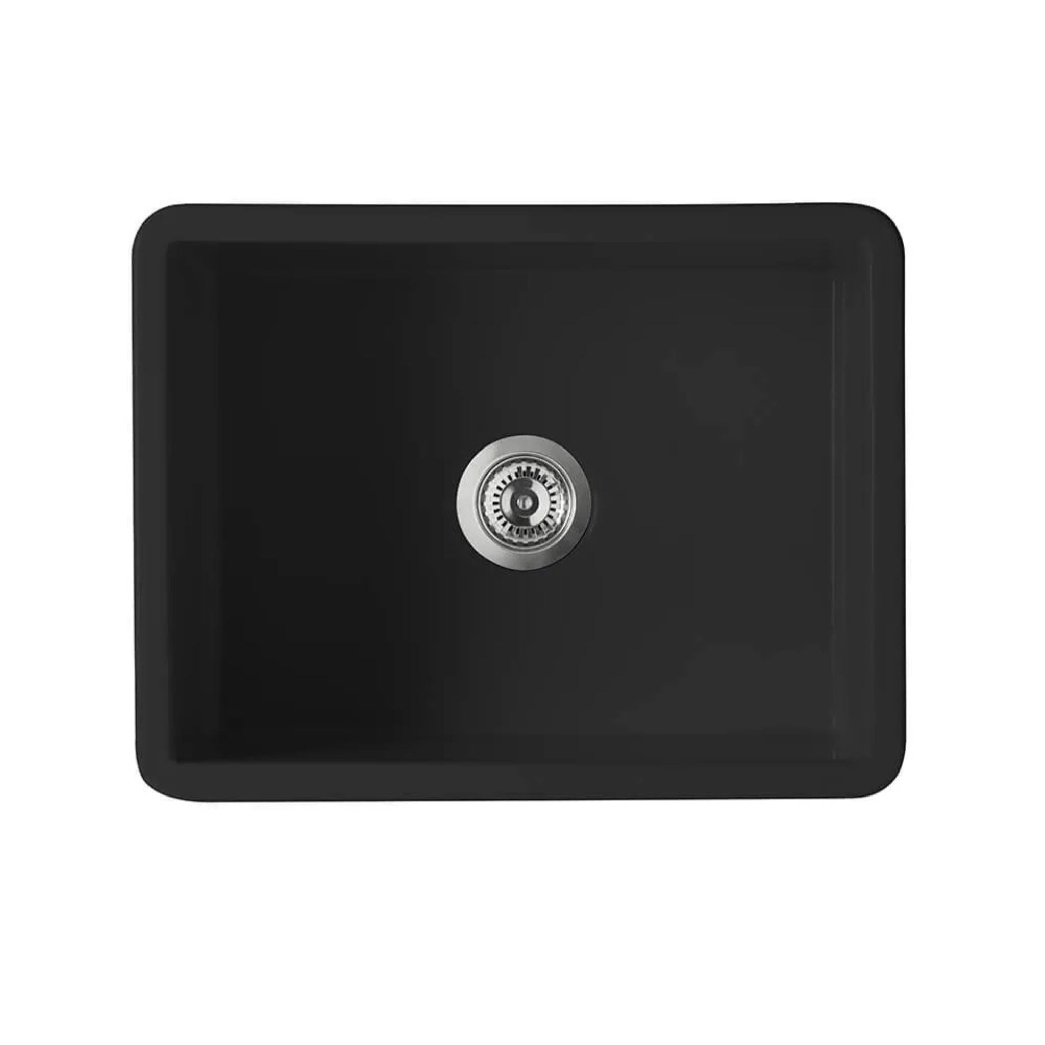 TURNER HASTINGS CUISINE INSET AND UNDERMOUNT FINE FIRECLAY SINGLE BOWL SINK MATTE BLACK 601MM