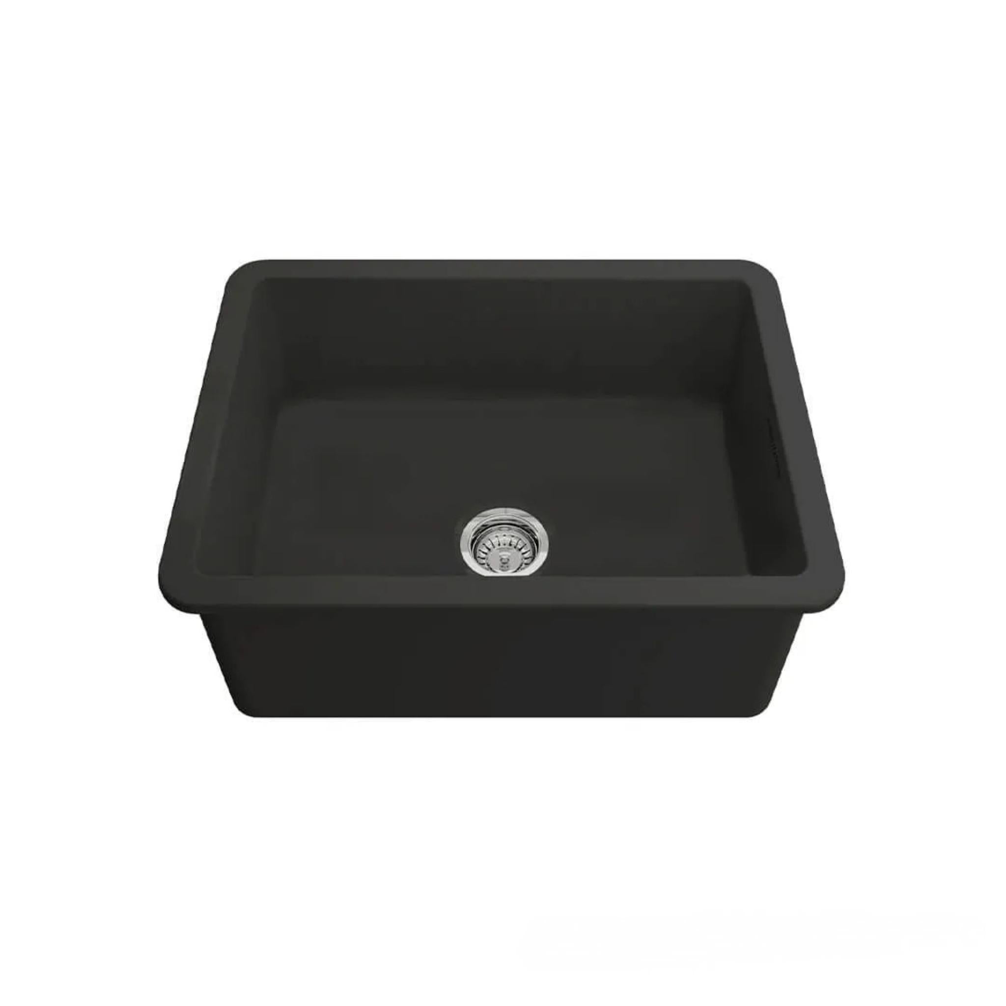 TURNER HASTINGS CUISINE INSET AND UNDERMOUNT FINE FIRECLAY SINGLE BOWL SINK MATTE BLACK 601MM