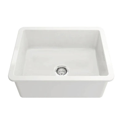 TURNER HASTINGS CUISINE INSET AND UNDERMOUNT FINE FIRECLAY SINGLE BOWL SINK GLOSS WHITE 601MM