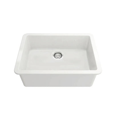 TURNER HASTINGS CUISINE INSET AND UNDERMOUNT FINE FIRECLAY SINGLE BOWL SINK GLOSS WHITE 680MM
