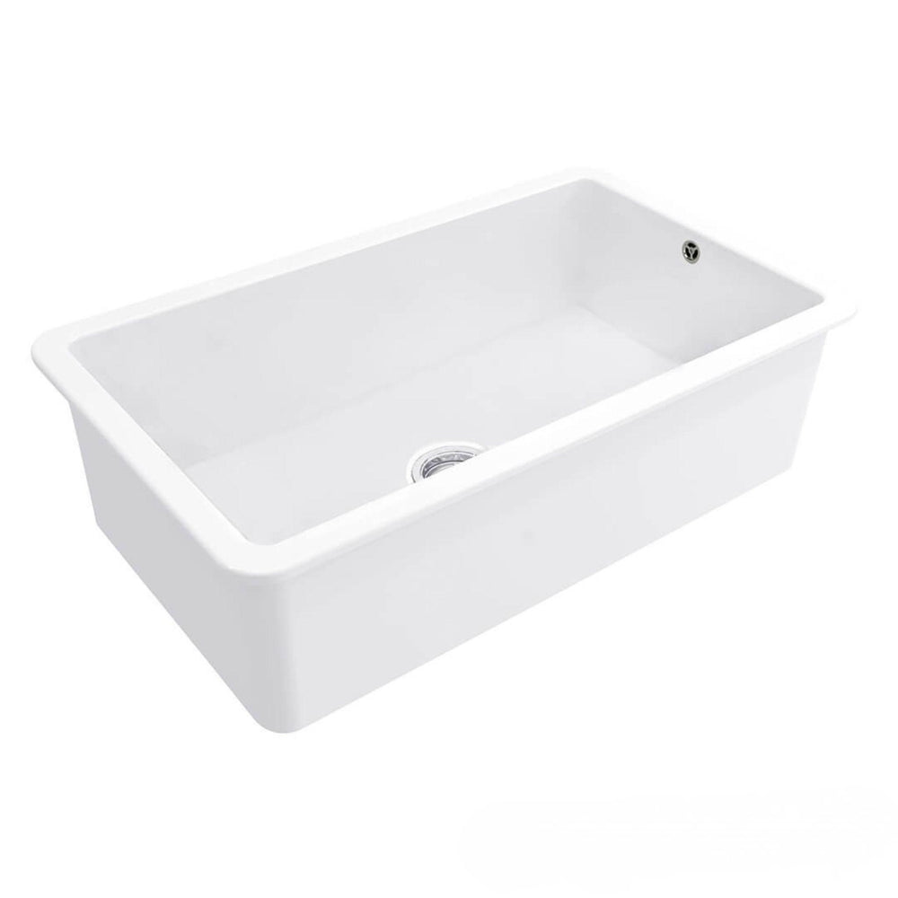 TURNER HASTINGS CUISINE INSET AND UNDERMOUNT FINE FIRECLAY SINK MATTE WHITE 810MM