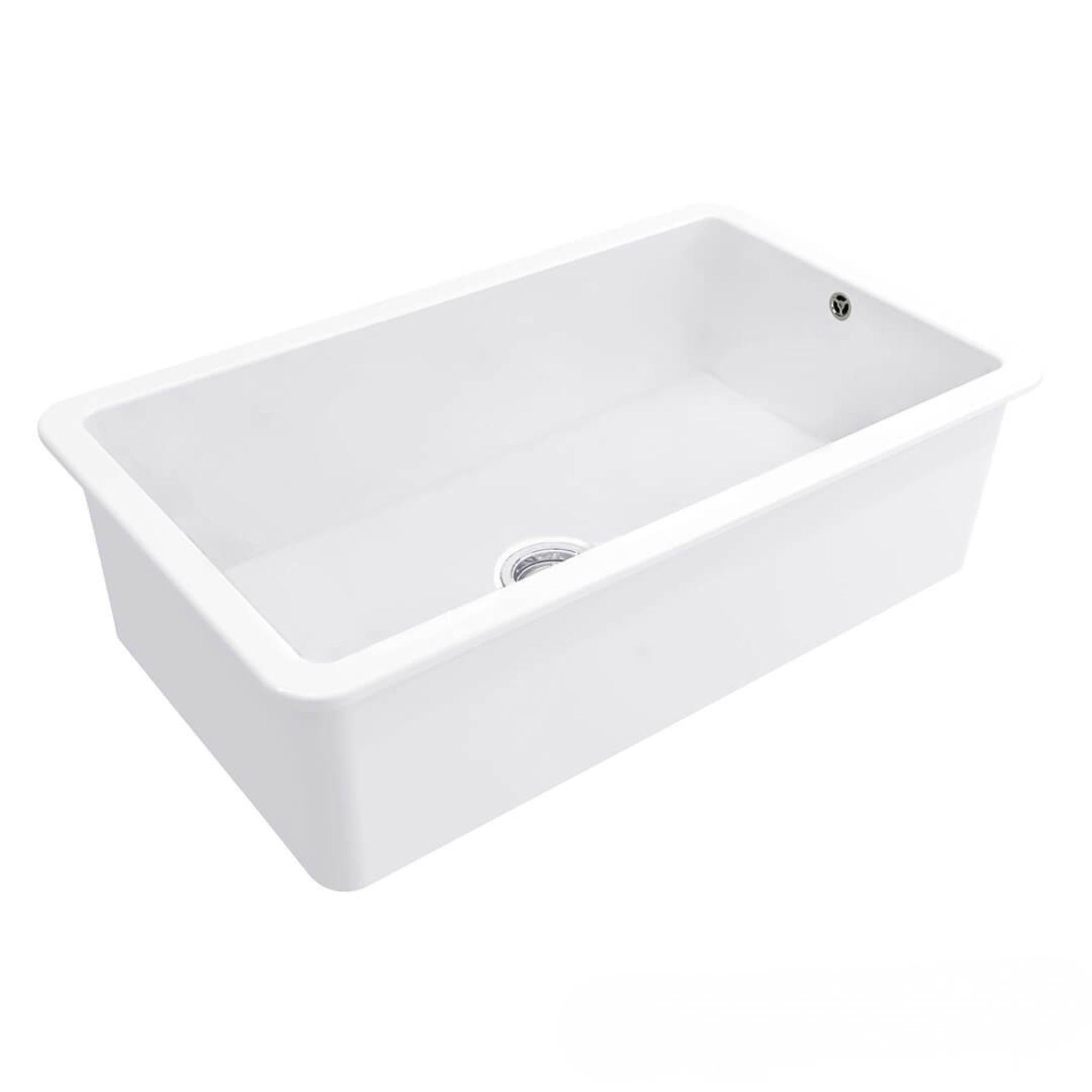 TURNER HASTINGS CUISINE INSET AND UNDERMOUNT FINE FIRECLAY SINK MATTE WHITE 810MM