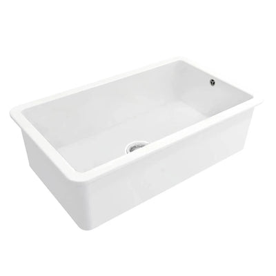 TURNER HASTINGS CUISINE INSET AND UNDERMOUNT FINE FIRECLAY SINGLE BOWL SINK WITH OVERFLOW GLOSS WHITE 810MM