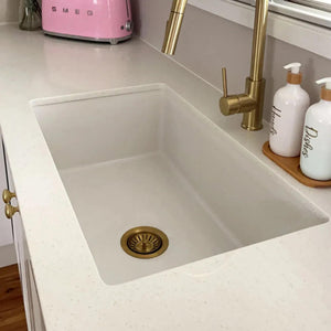 TURNER HASTINGS CUISINE INSET AND UNDERMOUNT FINE FIRECLAY SINGLE BOWL SINK GLOSS WHITE 810MM