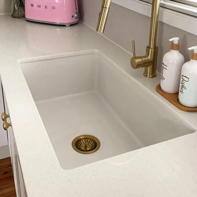 TURNER HASTINGS CUISINE INSET AND UNDERMOUNT FINE FIRECLAY SINGLE BOWL SINK GLOSS WHITE 810MM