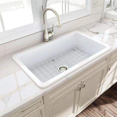 TURNER HASTINGS CUISINE INSET AND UNDERMOUNT FINE FIRECLAY SINGLE BOWL SINK WITH OVERFLOW GLOSS WHITE 810MM