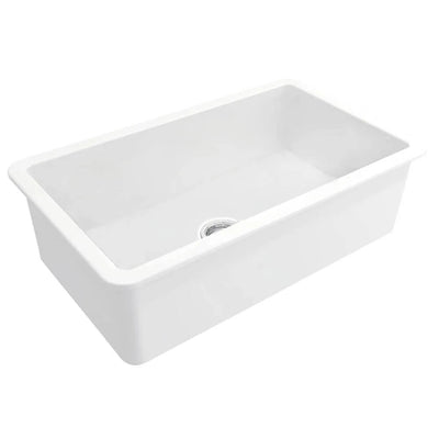 TURNER HASTINGS CUISINE INSET AND UNDERMOUNT FINE FIRECLAY SINGLE BOWL SINK GLOSS WHITE 810MM