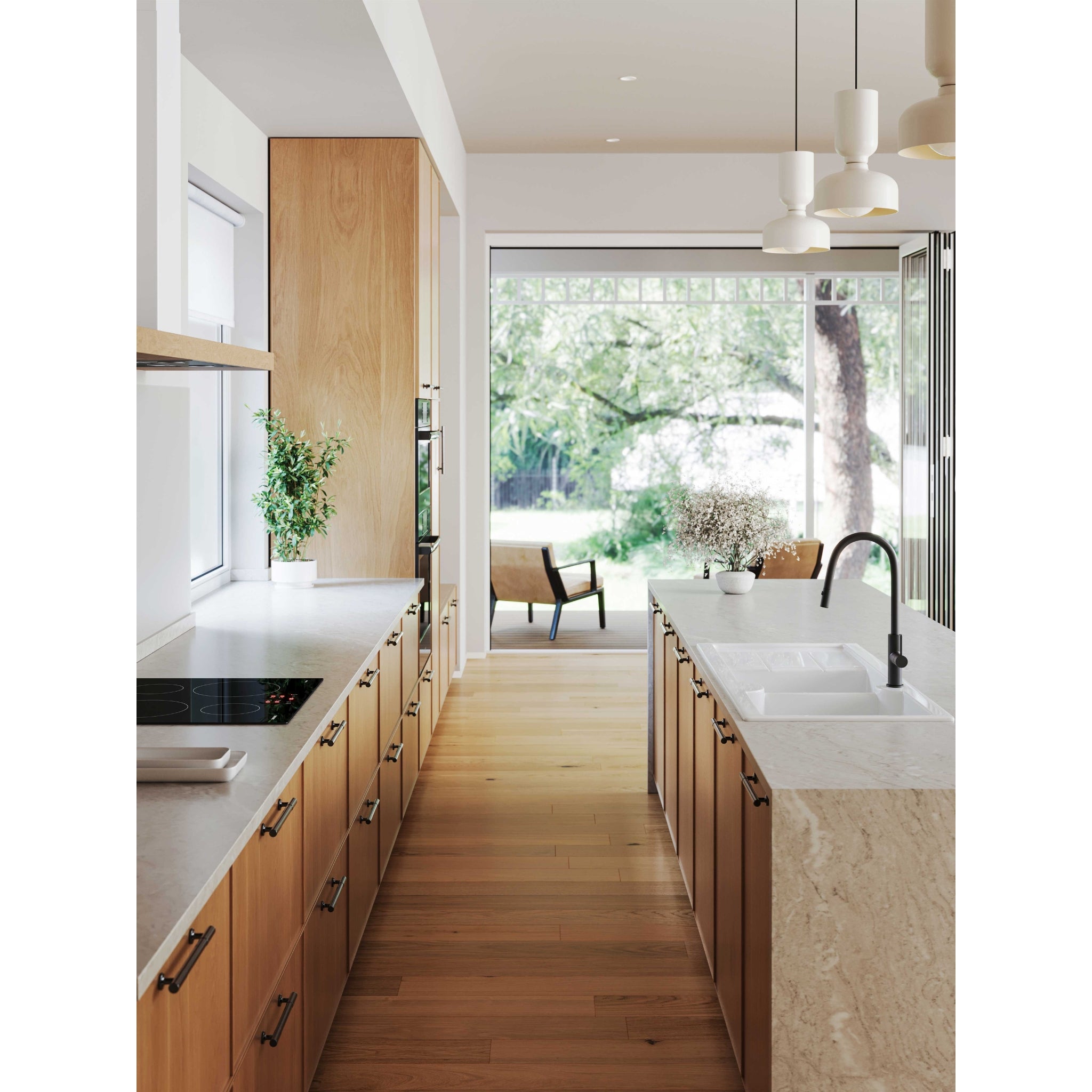 TURNER HASTINGS CUISINE INSET AND UNDERMOUNT FINE FIRECLAY DOUBLE BOWL SINK WITH OVERFLOW, TAPHOLE AND DRAINER GLOSS WHITE 1160MM