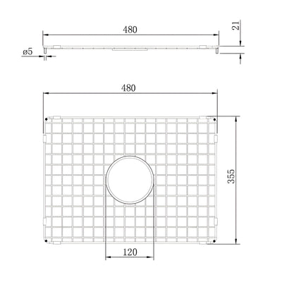 TURNER HASTINGS CUISINE STAINLESS STEEL GRID 480MM BRUSHED BRASS
