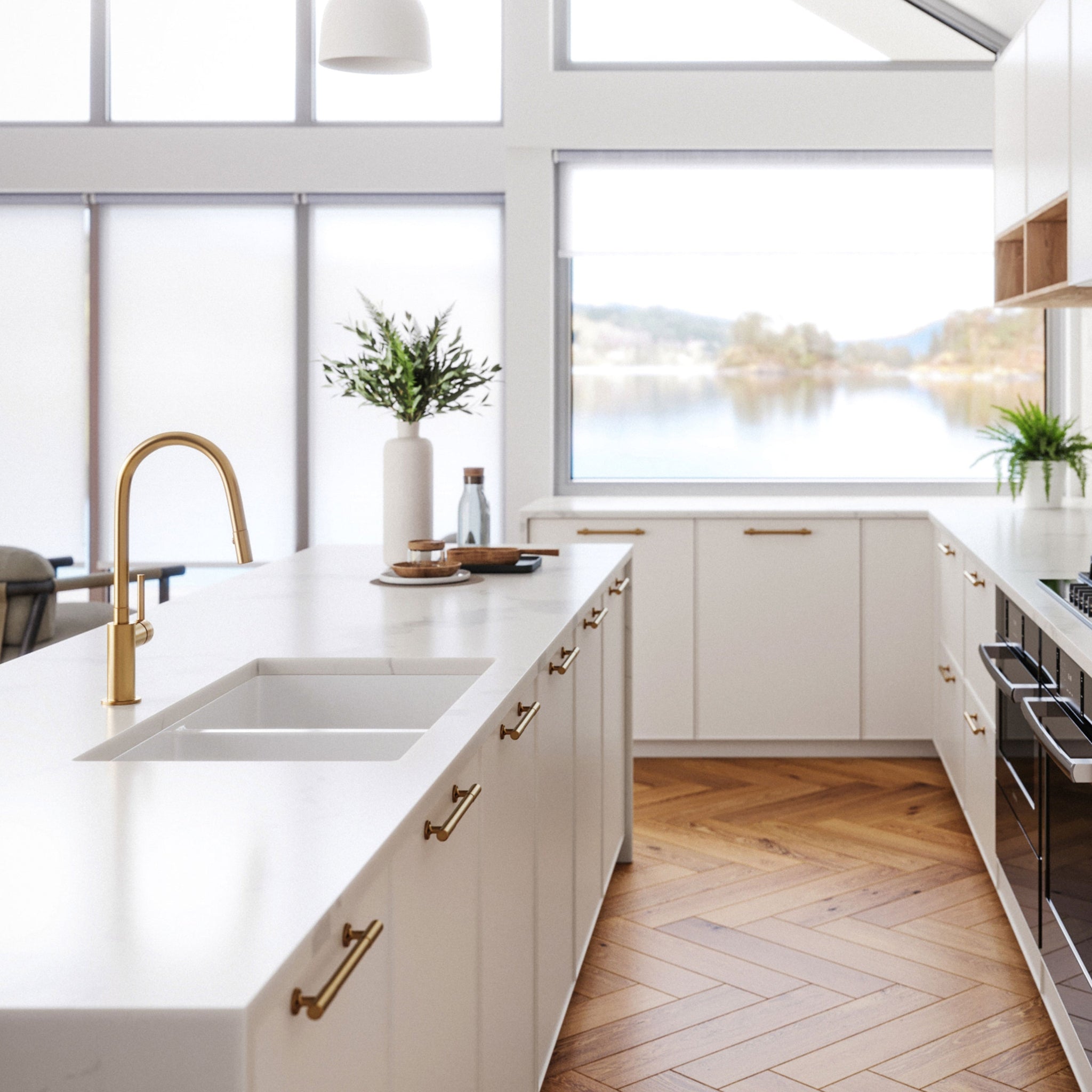 TURNER HASTINGS CUISINE DOUBLE INSET AND UNDERMOUNT FINE FIRECLAY SINK GLOSS WHITE 815MM