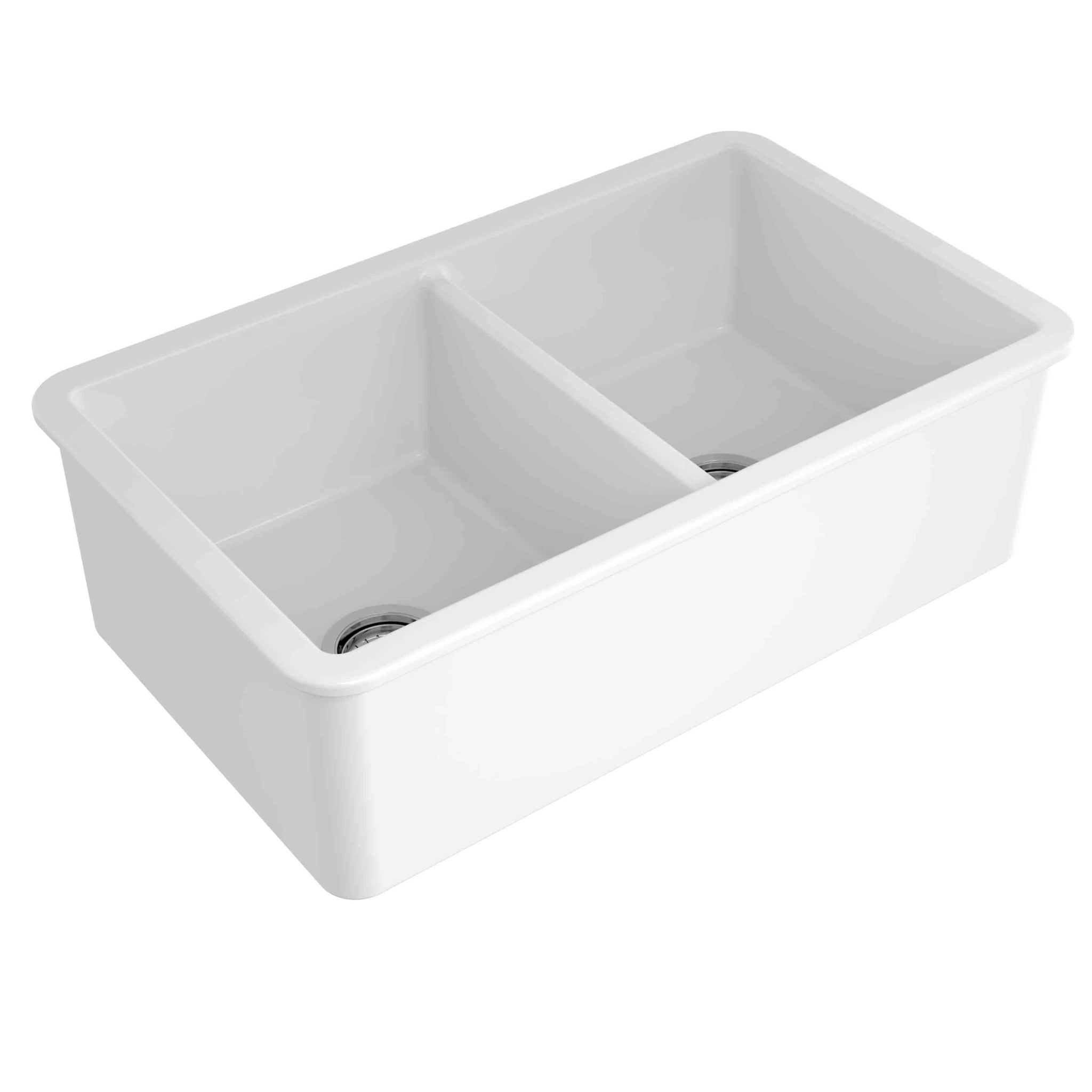 TURNER HASTINGS CUISINE DOUBLE INSET AND UNDERMOUNT FINE FIRECLAY SINK GLOSS WHITE 815MM