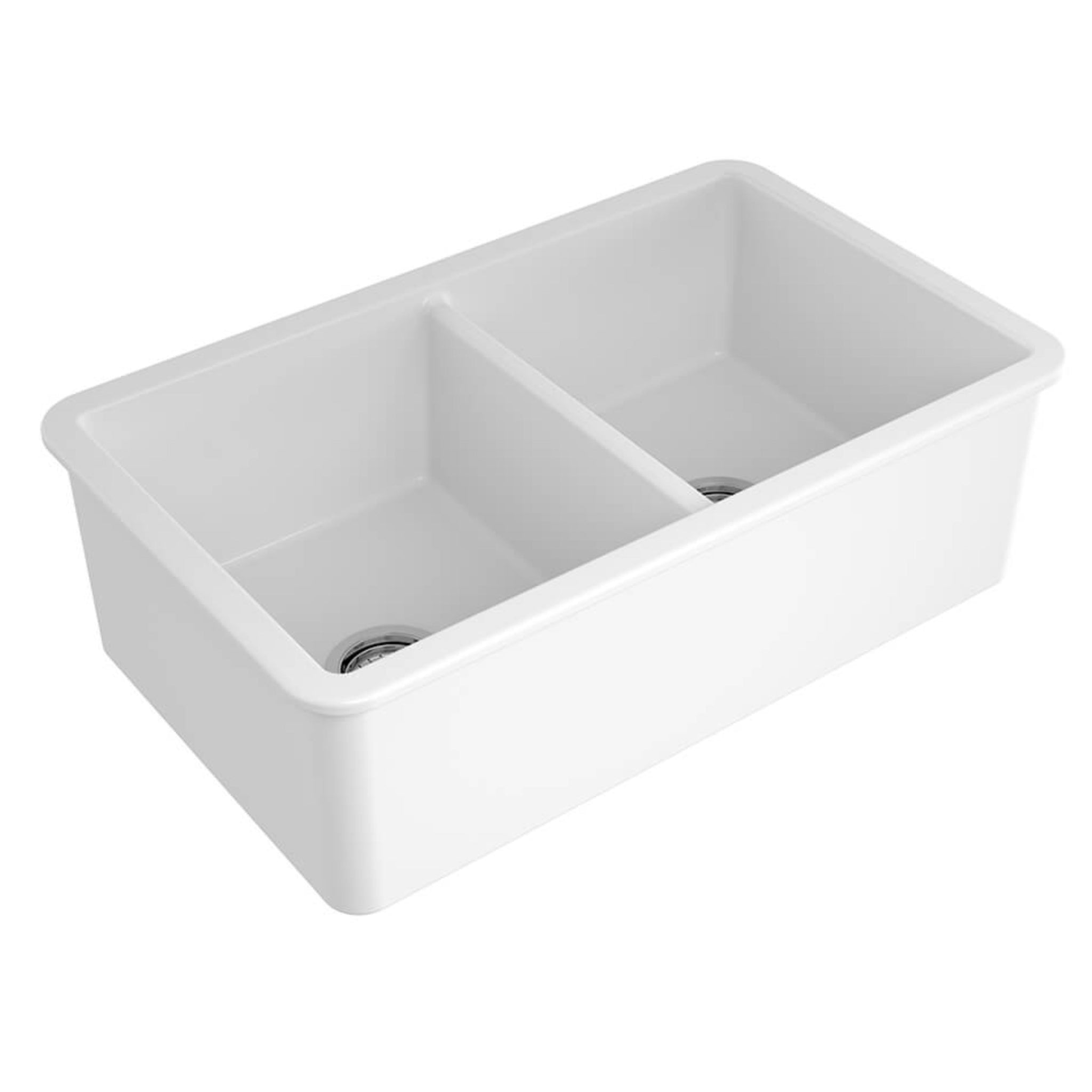 TURNER HASTINGS CUISINE DOUBLE INSET AND UNDERMOUNT FINE FIRECLAY SINK GLOSS WHITE 850MM