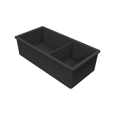 TURNER HASTINGS CUISINE INSET AND UNDERMOUNT FINE FIRECLAY DOUBLE BOWL SINK WITH OVERFLOW MATTE BLACK 940MM